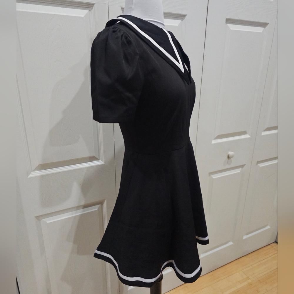 Dolls Kill Goth Widow Black & White Miss Your Hexes Sailor Mini Dress XS NWT - Picture 5 of 8